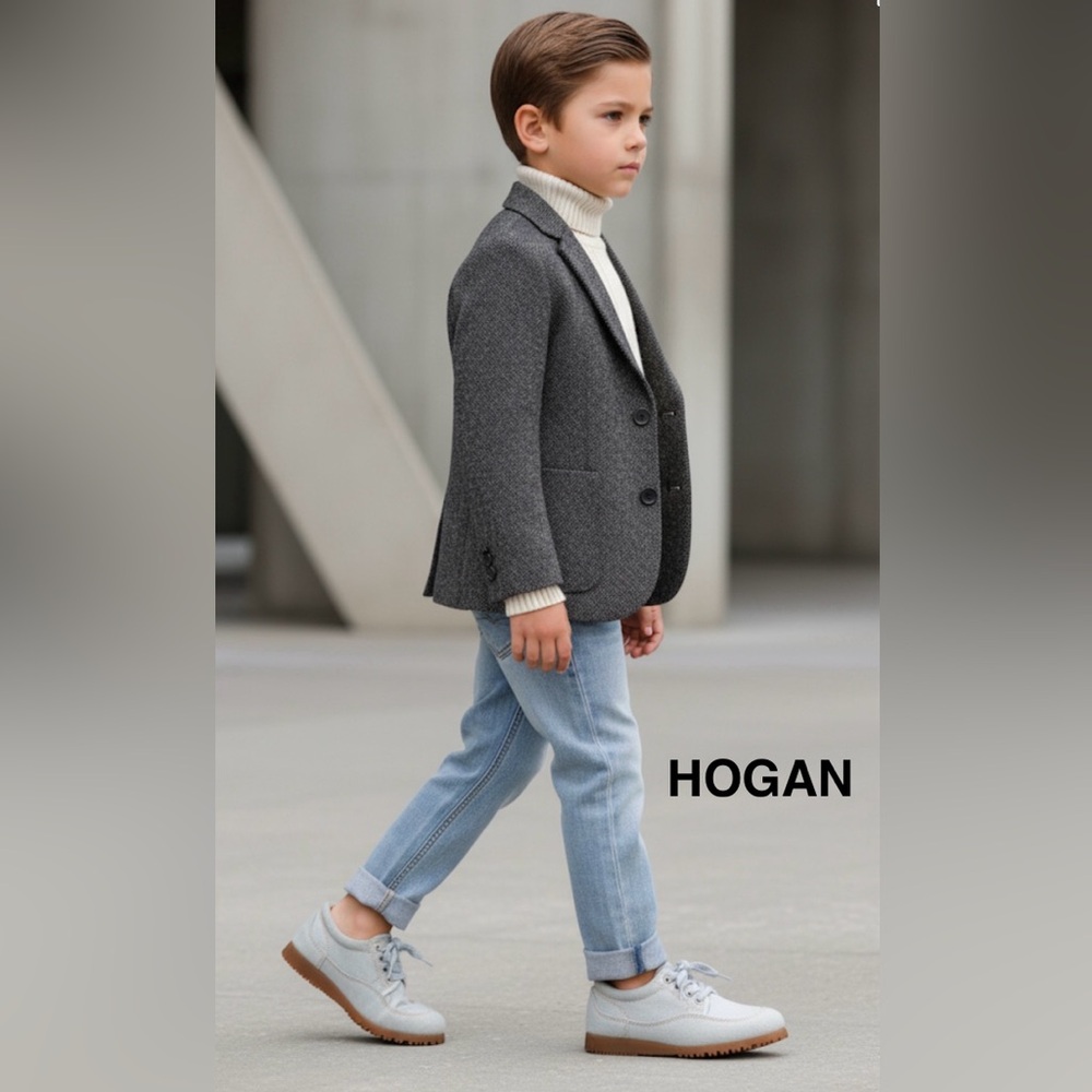 Authentic Hogan designer canvas dress shoes Sz 10 little boys Euro 28